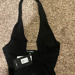 Black crop top with gold accent piece, new